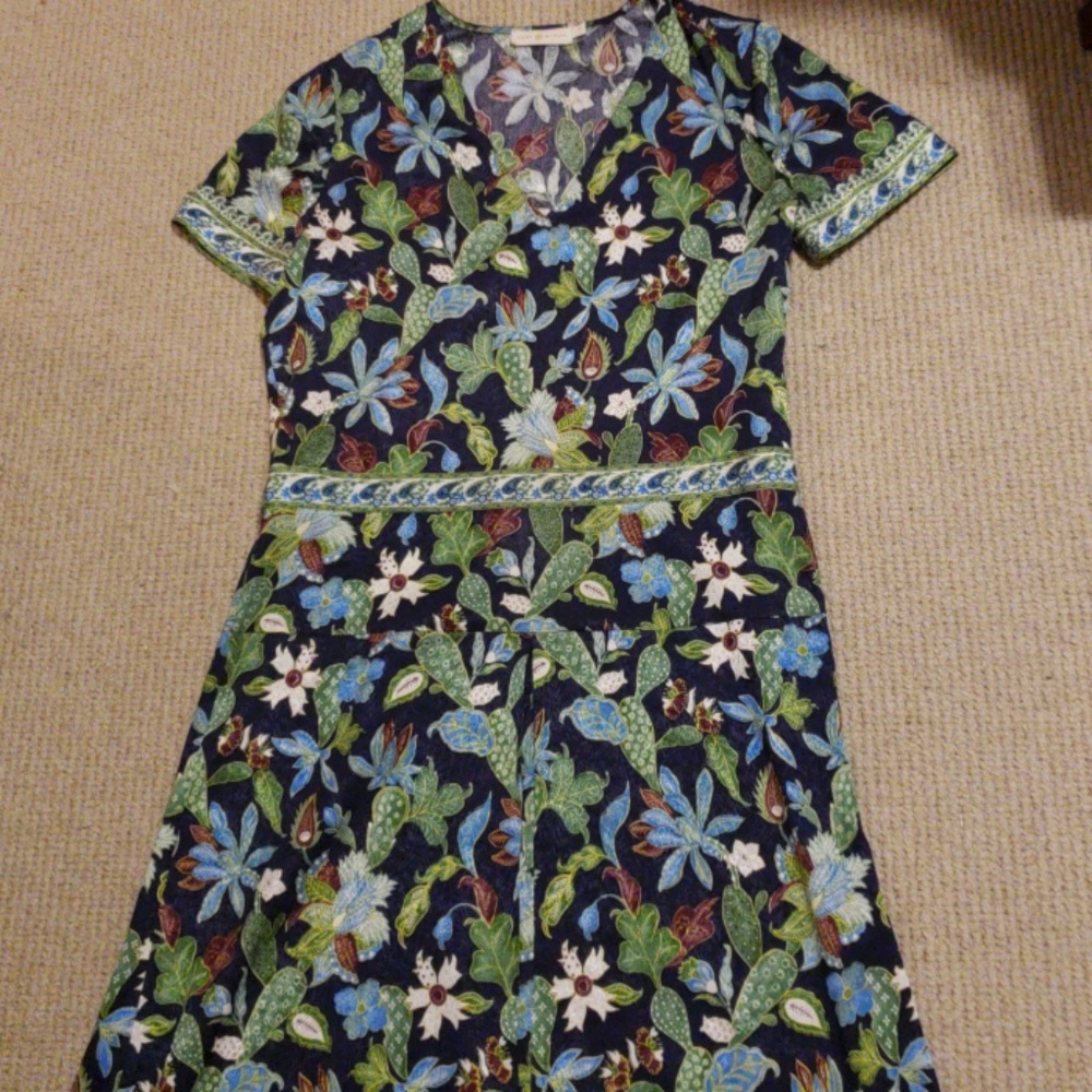 Tory Burch Garden Floral Wisteria Dress silk sz 6